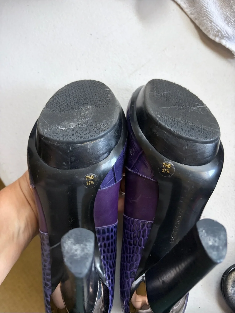 BCBGirls Purple Croc-Detail Platform Pumps